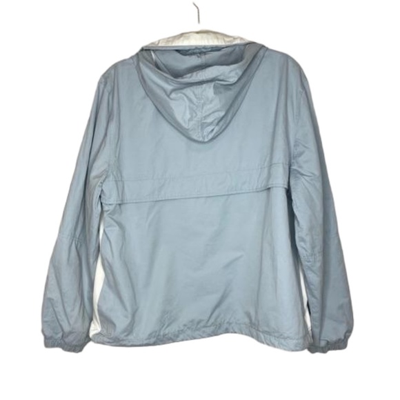 80s 90s Vintage NUAGE Powder Blue White High Neck Zip Windbreaker Jacket Large - Picture 4 of 16